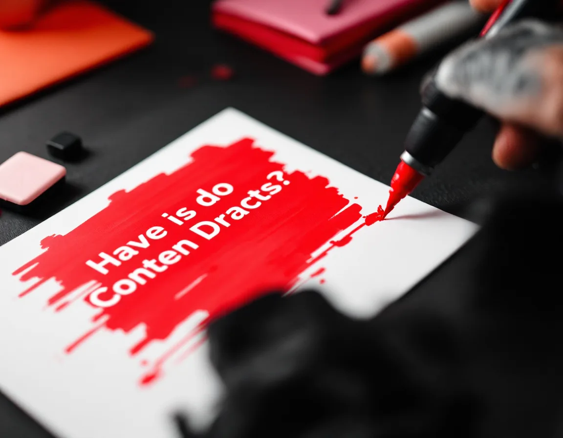 A hand editing a printed draft in coral ink