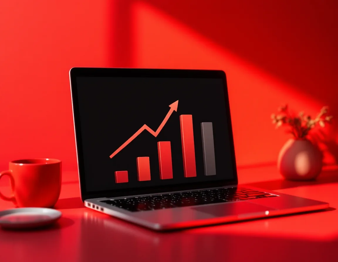 A ranking chart climbing on a laptop screen
